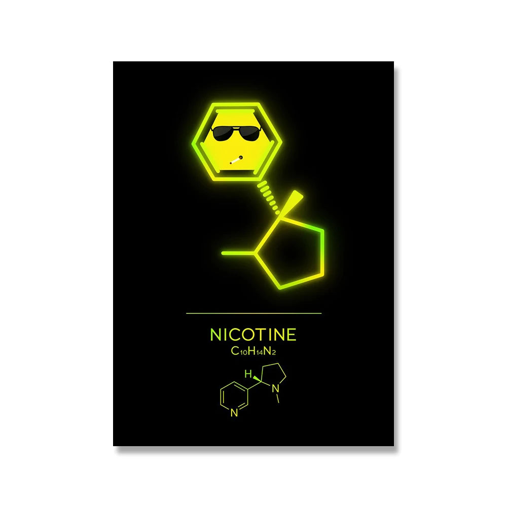 Neon Style Chemistry Element Molecule Posters