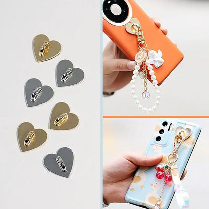 Adhesive Metal Heart Phone Charm Holder