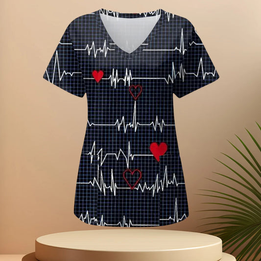 Electrocardiogram Scrub Top