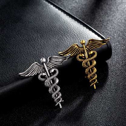 Medical Caduceus Brooch Snake Stick Wings Lapel Pins