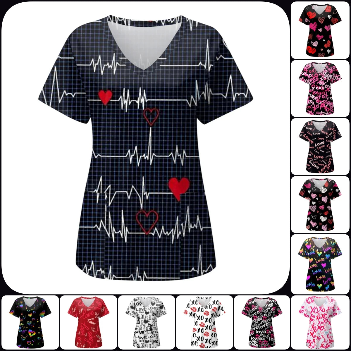 Electrocardiogram Scrub Top