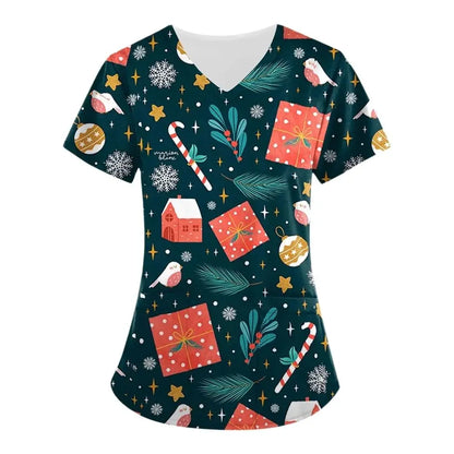 Christmas Womens Scrubs Stretch Scrubs