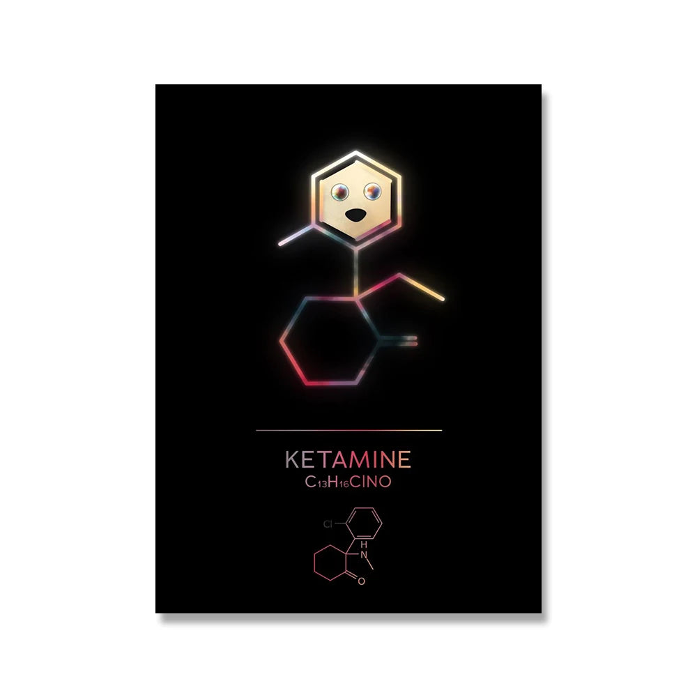 Neon Style Chemistry Element Molecule Posters