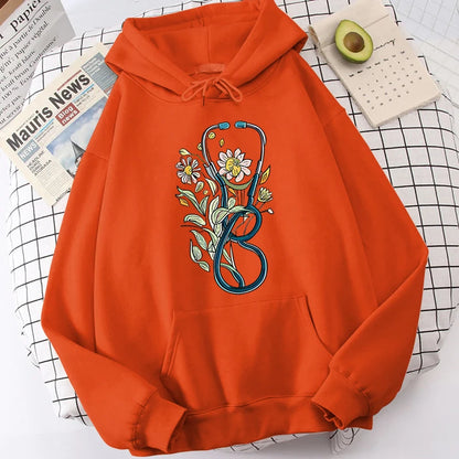 Flower Stethoscope  Sweatshirts For Women