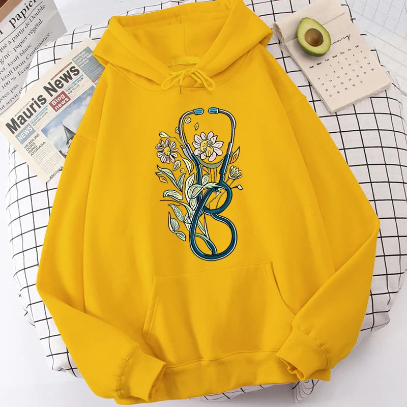 Flower Stethoscope  Sweatshirts For Women