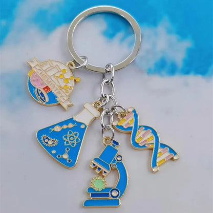 Microscope Measuring Glass Chemical Molecules Key Ring