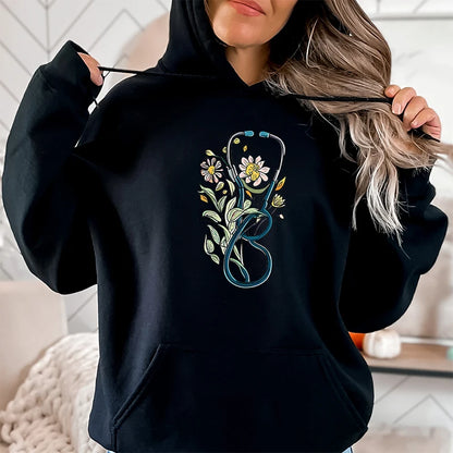 Flower Stethoscope  Sweatshirts For Women