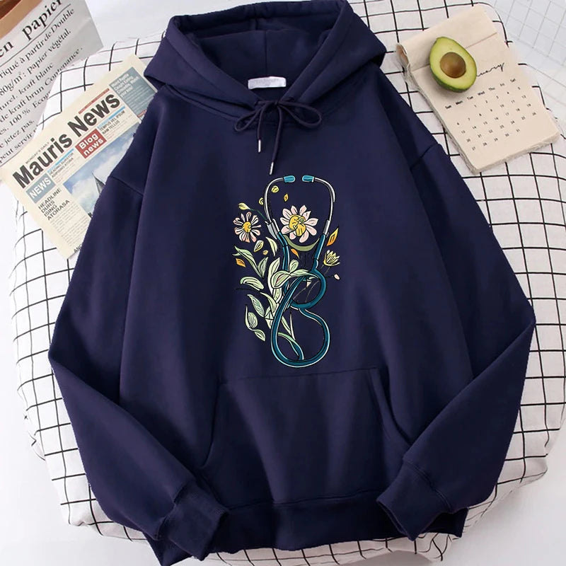 Flower Stethoscope  Sweatshirts For Women