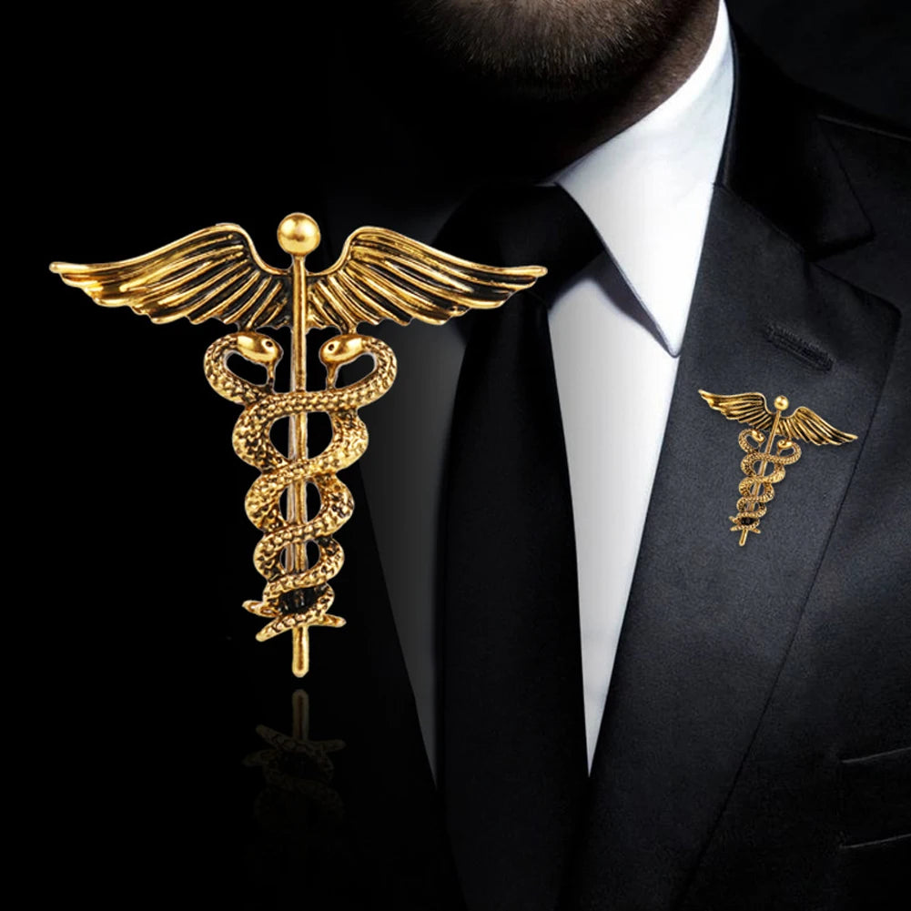 Medical Caduceus Brooch Snake Stick Wings Lapel Pins